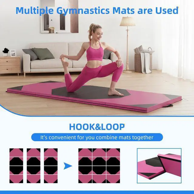 Alt view image 5 of 7 - 4'x8'x2 Thick Folding Gymnastics Exercise Mat Aerobics Stretching Yoga Mats