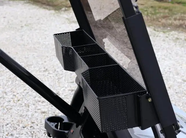 Alt view image 3 of 7 - Huskey Golf Cart Front Basket Storage Basket Dash Basket Compatible W/EZGO TXT/RXV,Club Car DS (2000.5+) Precedent/Tempo/Onward,Yamaha G29 Drive2 2007+ One Piece Solid Design & Larger Compartments