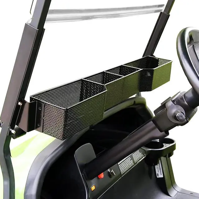 Alt view image 4 of 7 - Huskey Golf Cart Front Basket Storage Basket Dash Basket Compatible W/EZGO TXT/RXV,Club Car DS (2000.5+) Precedent/Tempo/Onward,Yamaha G29 Drive2 2007+ One Piece Solid Design & Larger Compartments