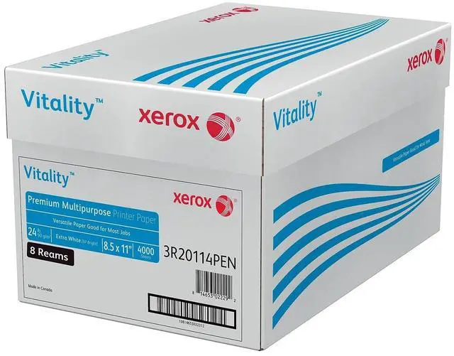 Main image of Xerox Vitality 8.5-inch x 11-inch Premium Multipurpose Paper, 24 lbs., 97 Brightness, 4000 Sheets/Carton (1001)