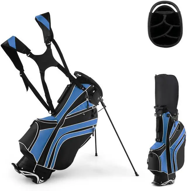 Main image of Golf Stand Bag, 6 Way Top Dividers Golf Bag w/Pockets & Cooler Bag, Lightweight Portable Golf Club Bag w/Dual Shoulder Strap & Rain Hood, Golf Carry Bag for Women & Men
