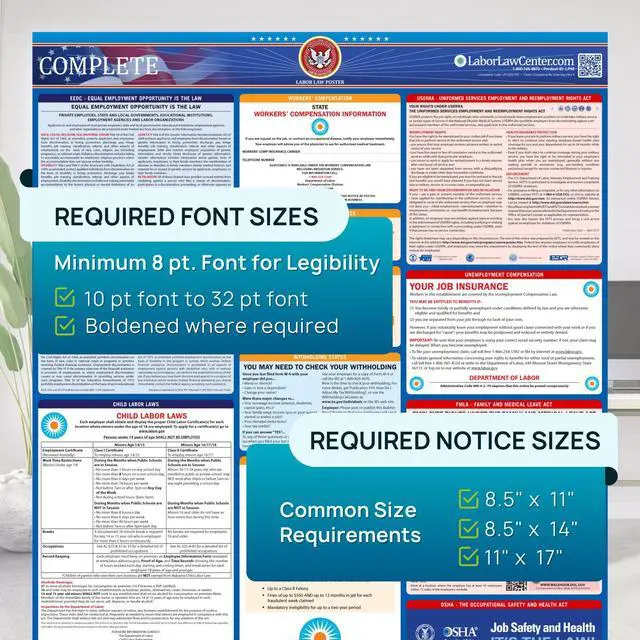 Alt view image 7 of 7 - Ohio 2026 Labor Law Posters Bundle English & Spanish Compliance Combo OSHA, EEOC, FMLA, Minimum Wage Durable, Laminated & Waterproof Workplace Employment Posters Made in USA 26 x 39.5