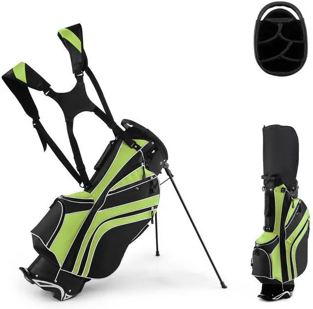 Main image of Golf Stand Bag, 6 Way Top Dividers Golf Bag w/Pockets & Cooler Bag, Lightweight Portable Golf Club Bag w/Dual Shoulder Strap & Rain Hood, Golf Carry Bag for Women & Men