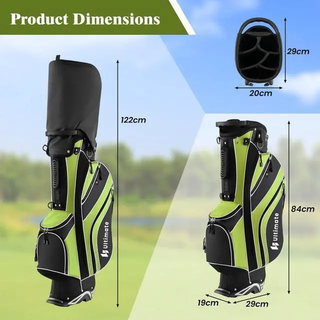 Alt view image 7 of 7 - Golf Stand Bag, 6 Way Top Dividers Golf Bag w/Pockets & Cooler Bag, Lightweight Portable Golf Club Bag w/Dual Shoulder Strap & Rain Hood, Golf Carry Bag for Women & Men