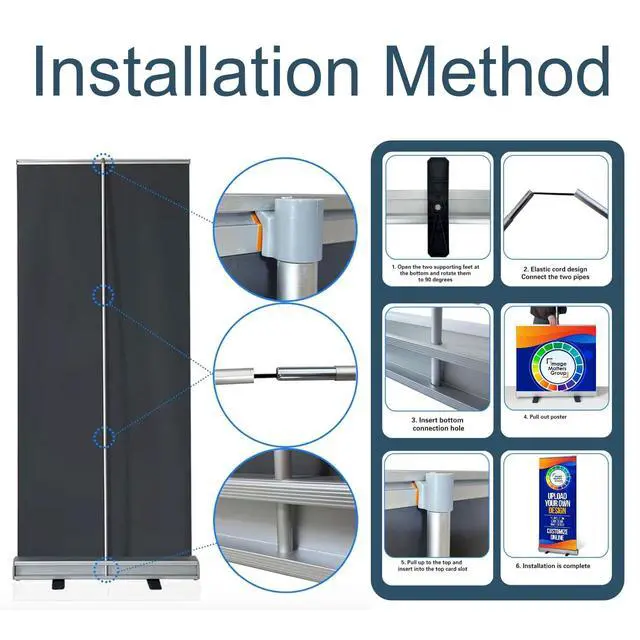 Alt view image 2 of 7 - 33x81 Retractable Banner Stand Signs READY IN 1 DAY Pull up Roll up Portable & Personalized Display with travel case for Business and Trade Shows Advertising and Promotion