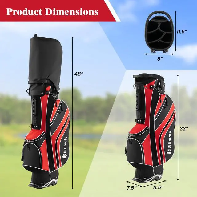 Alt view image 7 of 7 - Golf Stand Bag, 6 Way Top Dividers Golf Bag w/Pockets & Cooler Bag, Lightweight Portable Golf Club Bag w/Dual Shoulder Strap & Rain Hood, Golf Carry Bag for Women & Men
