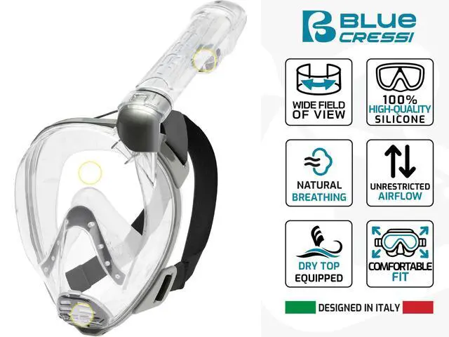 Alt view image 3 of 6 - Kids Snorkeling Full Face Mask - Wide Clear View, Easy Breathing: Safety First - Baron XS: Designed in Italy