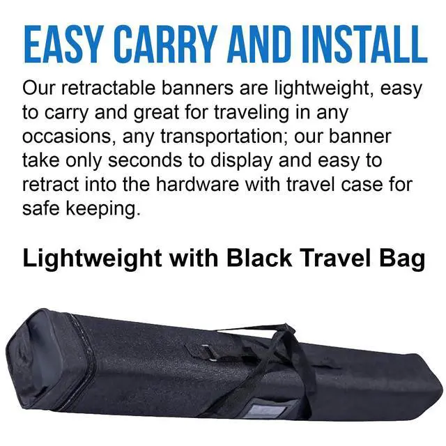 Alt view image 7 of 7 - 33x81 Retractable Banner Stand Signs READY IN 1 DAY Pull up Roll up Portable & Personalized Display with travel case for Business and Trade Shows Advertising and Promotion