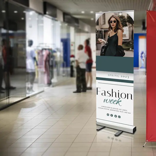 Alt view image 4 of 7 - 33x81 Retractable Banner Stand Signs READY IN 1 DAY Pull up Roll up Portable & Personalized Display with travel case for Business and Trade Shows Advertising and Promotion