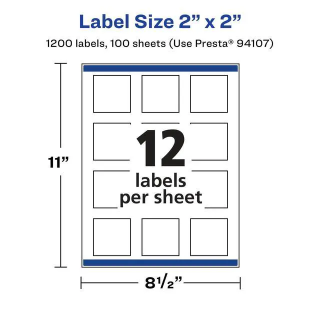 Alt view image 5 of 7 - ® Matte White Removable Square Labels, Sure Feed® Technology, Print-to-The-Edge, 2" x 2", 1,200 Removable Labels, Laser/Inkjet Printable