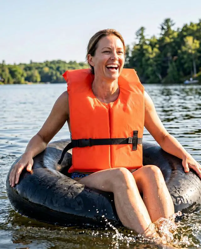 Alt view image 6 of 7 - 3 Pack Coast Guard Approved Life Jackets. High Visibility Color Type II Keyhole Life Vest in Classic May West Style. Compliance Flotation Device