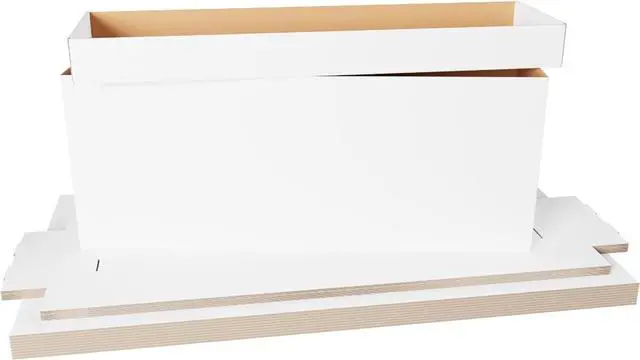 Main image of Comic Book Storage Box - 4 Count Long ComicBook Boxes with White Corrugated Cardboard - Stackable Bin, Thick Case, Book Containers with Lid - Ideal for Comics, Magazines, Collectibles
