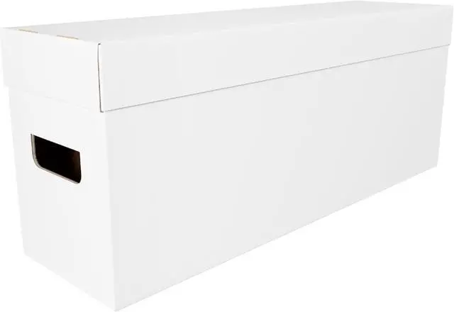 Alt view image 7 of 7 - Comic Book Storage Box - 4 Count Long ComicBook Boxes with White Corrugated Cardboard - Stackable Bin, Thick Case, Book Containers with Lid - Ideal for Comics, Magazines, Collectibles