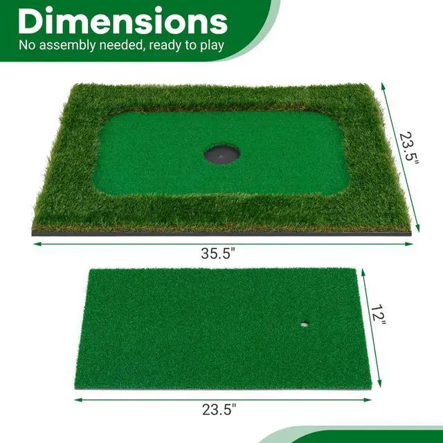 Alt view image 6 of 7 - Floating Golf Green for Pool, Floating Chipping Green Mat w/Hitting Mat, Golf Balls, Flag and Tee for Golf Practice, Golf Putting Mat for Golf Game