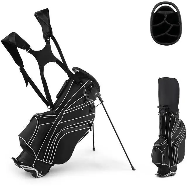 Main image of Golf Stand Bag, 6 Way Top Dividers Golf Bag w/Pockets & Cooler Bag, Lightweight Portable Golf Club Bag w/Dual Shoulder Strap & Rain Hood, Golf Carry Bag for Women & Men