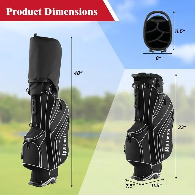 Alt view image 7 of 7 - Golf Stand Bag, 6 Way Top Dividers Golf Bag w/Pockets & Cooler Bag, Lightweight Portable Golf Club Bag w/Dual Shoulder Strap & Rain Hood, Golf Carry Bag for Women & Men