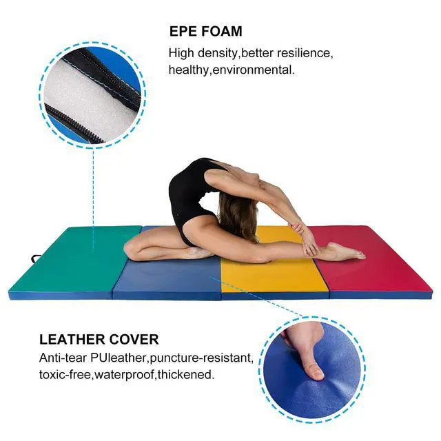 Alt view image 3 of 7 - 4'x8'x2 Thick Folding Gymnastics Exercise Mat Aerobics Stretching Yoga Mats