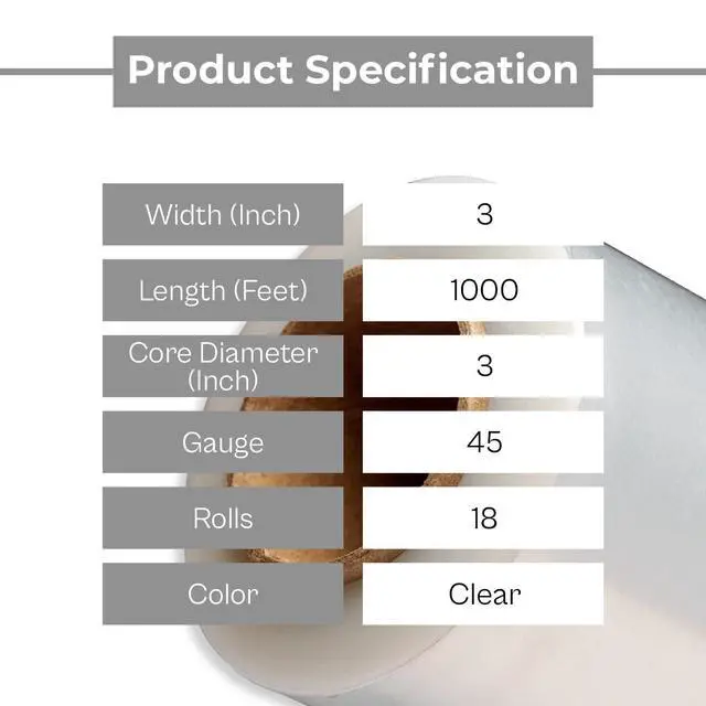 Alt view image 3 of 7 - PSBM Mini Stretch Wrap with Plastic Handle, 18 Rolls 3 Inch x 1000 Feet 45 Gauge Heavy Duty Clear Plastic Wrap Industrial Strength Shrink Film for Moving, Packing & Shipping