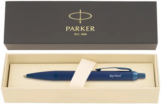 Main image of Parker IM Engraved Ballpoint Pen, Monochrome Blue All-Metal Trim, Quink Blue Ink, Personalized Gift for Graduation, Career Advancement, Birthdays, New Job, Parker Gift Box Included