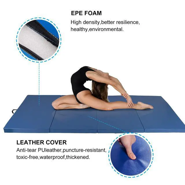 Alt view image 3 of 7 - 4'x8'x2 Thick Folding Gymnastics Exercise Mat Aerobics Stretching Yoga Mats