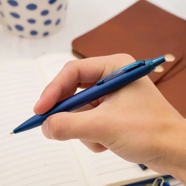 Alt view image 2 of 6 - Parker IM Engraved Ballpoint Pen, Monochrome Blue All-Metal Trim, Quink Blue Ink, Personalized Gift for Graduation, Career Advancement, Birthdays, New Job, Parker Gift Box Included