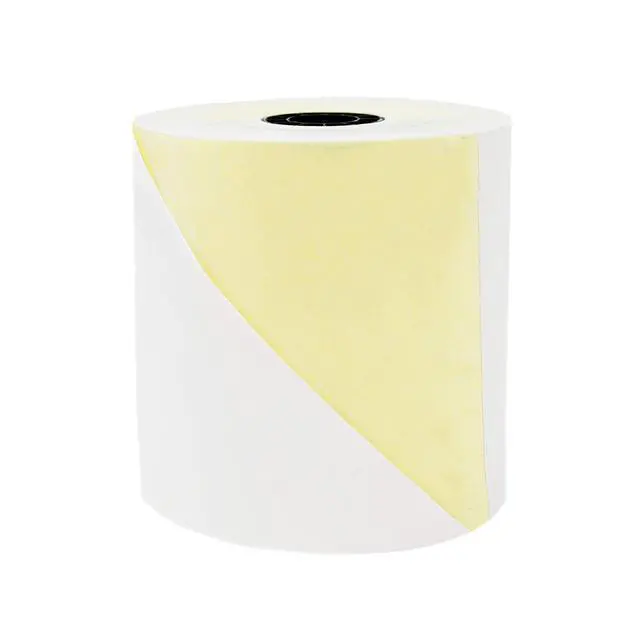 Alt view image 2 of 4 - (Honey Comb Core) Two Ply Carbonless Rolls 3" X 90 Feet, White/Yellow (50 Rolls - 1 Case) Kitchen Printer Paper Rolls Required Printer Ribbon Sp700 or ERC 30/34/38