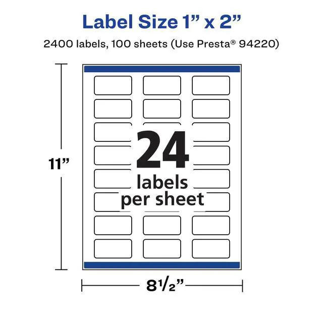 Alt view image 5 of 7 - Matte White Rectangle Labels, Sure Feed Technology, 1" x 2", 2,400 Matte White Printable Labels