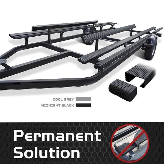 Alt view image 3 of 7 - Bunk Wrap Kit 23050-BK, 16-ft Roll of 2x4-in Bunk Wrap with Endcaps, Black | Replaces carpet on boat, pontoon and PWC trailers and lifts, high-impact plastic, reduces loading force, hardware included