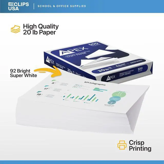 Alt view image 3 of 5 - Copy Paper Printer Paper 20lb Multipurpose Printer Paper 8.5 x 11 White 92 Bright White Paper Office Supplies 500 Sheets Per Ream (10 Reams Case 5000 Sheets)