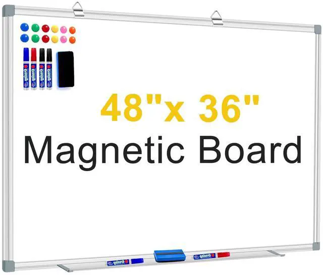 Main image of Magnetic Whiteboard, 48 X 36 Inches Wall Mounted Board Silver Aluminium Frame, Dry Erase Board for Home Office Classroom