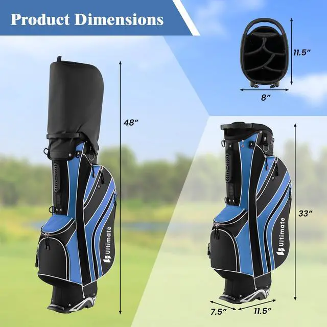 Alt view image 7 of 7 - Golf Stand Bag, 6 Way Top Dividers Golf Bag w/Pockets & Cooler Bag, Lightweight Portable Golf Club Bag w/Dual Shoulder Strap & Rain Hood, Golf Carry Bag for Women & Men