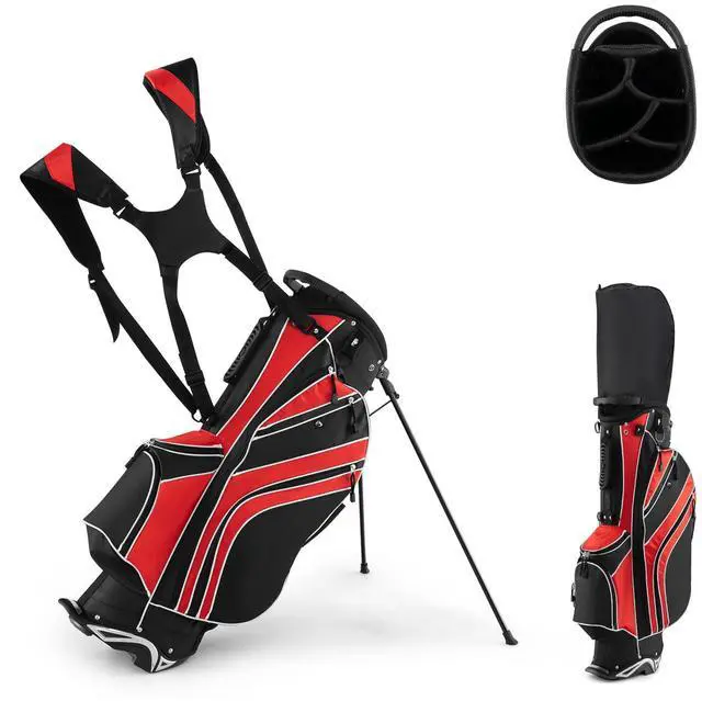 Main image of Golf Stand Bag, 6 Way Top Dividers Golf Bag w/Pockets & Cooler Bag, Lightweight Portable Golf Club Bag w/Dual Shoulder Strap & Rain Hood, Golf Carry Bag for Women & Men