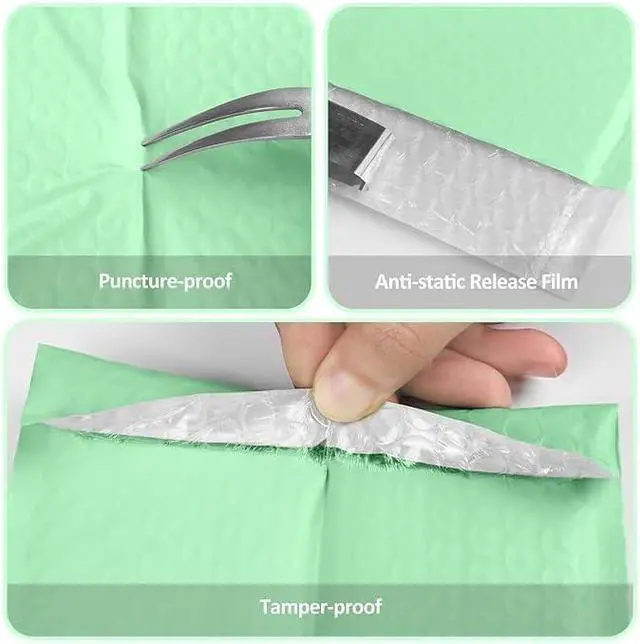 Alt view image 2 of 3 - Bubble Mailers 8.5x12" Green Ash Bubble Mailer, Self Seal Padded Envelopes Gifts Mailing Envelopes Bubble Padded, Bubble Envelopes for Shipping, Usable Size 8.5x11" (300)
