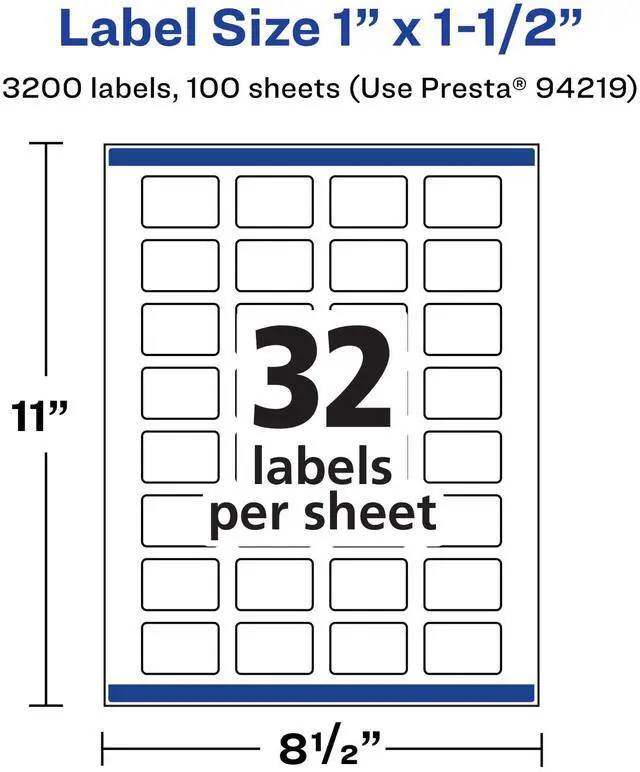 Alt view image 5 of 7 - ® Matte White Rectangle Labels, Sure Feed® Technology, 1" x 1.5", 3,200 Matte White Printable Labels
