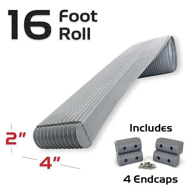 Alt view image 2 of 7 - Bunk Wrap Kit 23050, 16-ft Roll of 2x4-in Bunk Wrap with Endcaps, Grey | Replaces carpet on boat, pontoon and PWC trailers and lifts, high-impact plastic, reduces loading force, hardware included