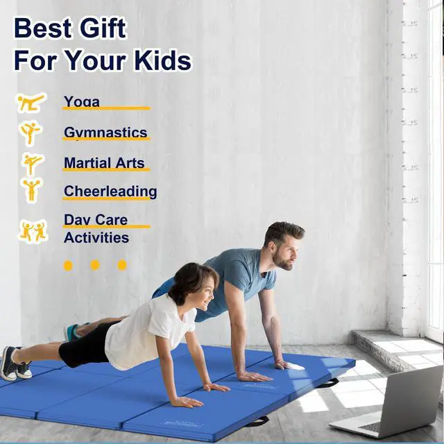 Alt view image 3 of 7 - 3'x6'x2 Thick Folding Gymnastics Exercise Mat Aerobics Stretching Yoga Mats