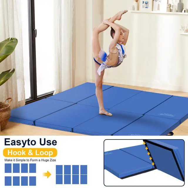 Alt view image 5 of 7 - 3'x6'x2 Thick Folding Gymnastics Exercise Mat Aerobics Stretching Yoga Mats
