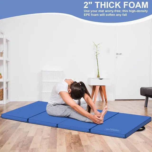 Alt view image 6 of 7 - 3'x6'x2 Thick Folding Gymnastics Exercise Mat Aerobics Stretching Yoga Mats