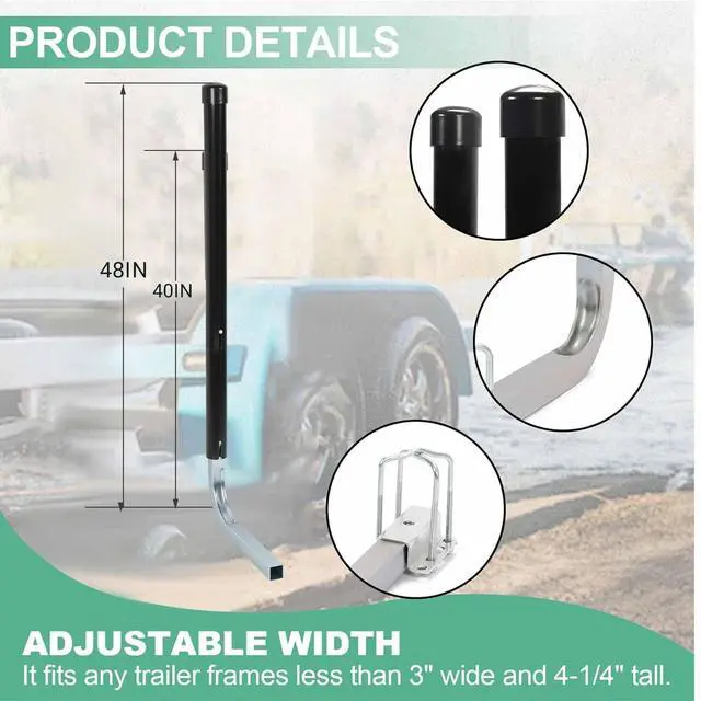 Alt view image 4 of 7 - 40-60In Adjustable Boat Trailer Guide Poles with PVC Pipes for Ski Boat Fishing Boat or Sailboat Trailer Compatible with Frames up to 3" w x 4-1/4" H
