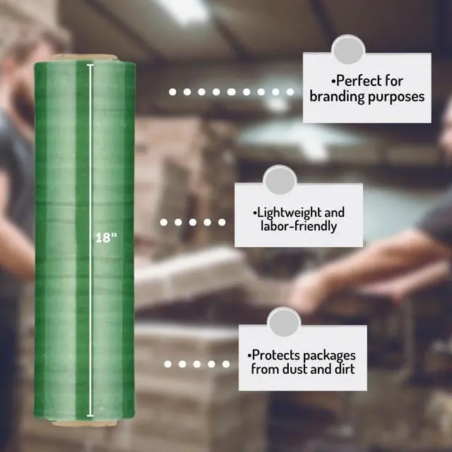 Alt view image 5 of 7 - PSBM Tinted Green Plastic Stretch Film/Wrap 18" x 1500' 47 GA 4 Rolls | Stretch Wrap, Heavy Duty Plastic Film, Industrial Strength Shrink Packaging for Moving, Packing, Shipping, Warehouse Storage