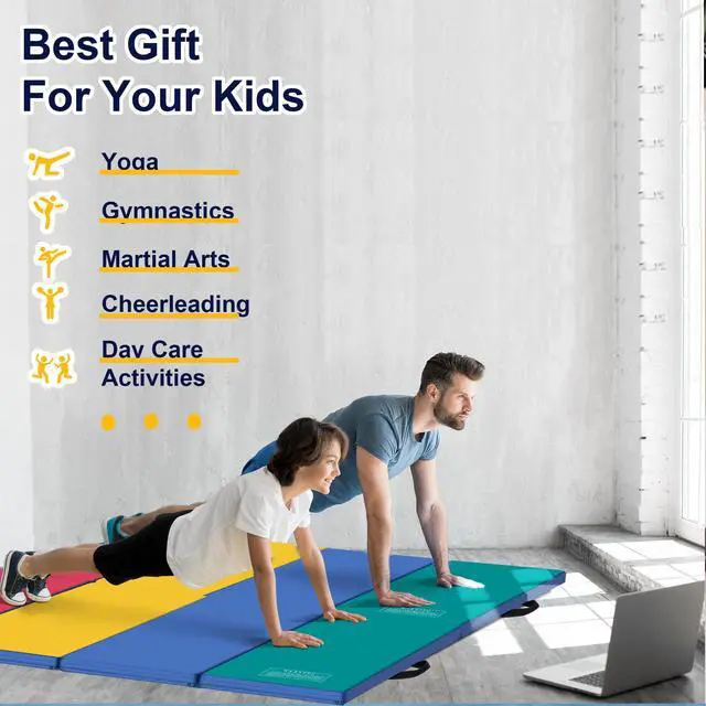 Alt view image 3 of 6 - 3'x6'x2 Thick Folding Gymnastics Exercise Mat Aerobics Stretching Yoga Mats