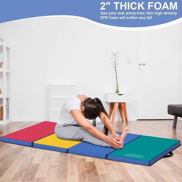 Alt view image 6 of 6 - 3'x6'x2 Thick Folding Gymnastics Exercise Mat Aerobics Stretching Yoga Mats