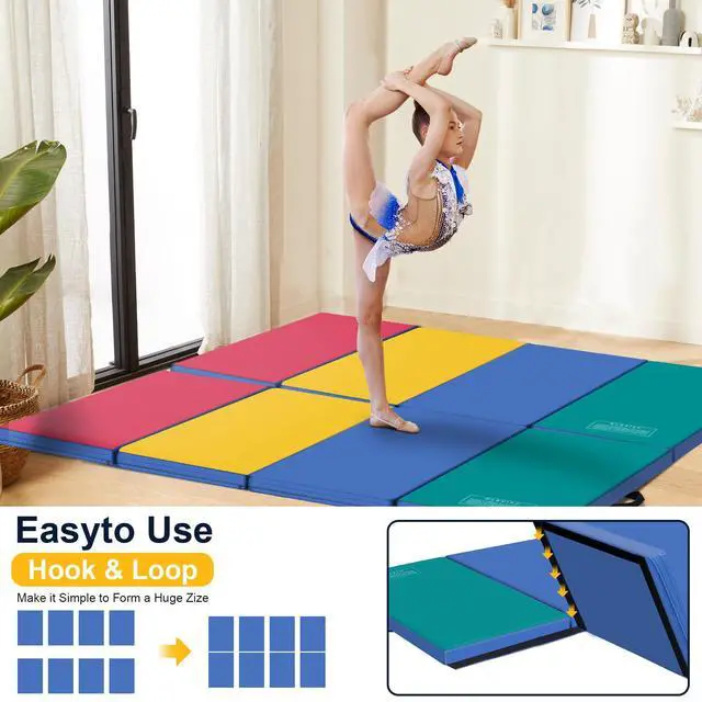 Alt view image 5 of 6 - 3'x6'x2 Thick Folding Gymnastics Exercise Mat Aerobics Stretching Yoga Mats