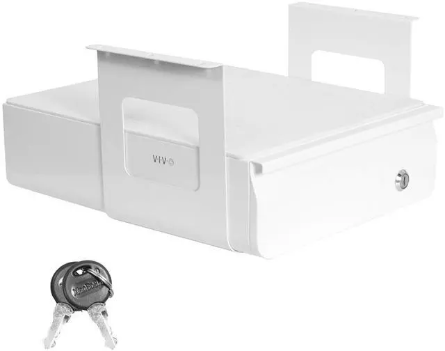 Main image of White 12 x 14 inch Under Desk Drawer, DESK-AC03L-W | Sturdy Steel Design, Secure Locking Drawer, Home Office Storage Organizer, Holds 11 lbs