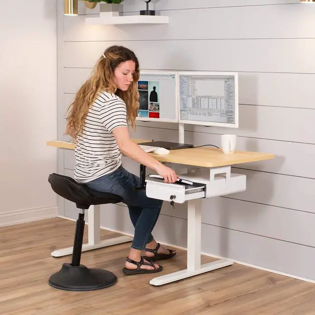 Alt view image 2 of 7 - White 12 x 14 inch Under Desk Drawer, DESK-AC03L-W | Sturdy Steel Design, Secure Locking Drawer, Home Office Storage Organizer, Holds 11 lbs