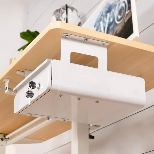 Alt view image 5 of 7 - White 12 x 14 inch Under Desk Drawer, DESK-AC03L-W | Sturdy Steel Design, Secure Locking Drawer, Home Office Storage Organizer, Holds 11 lbs