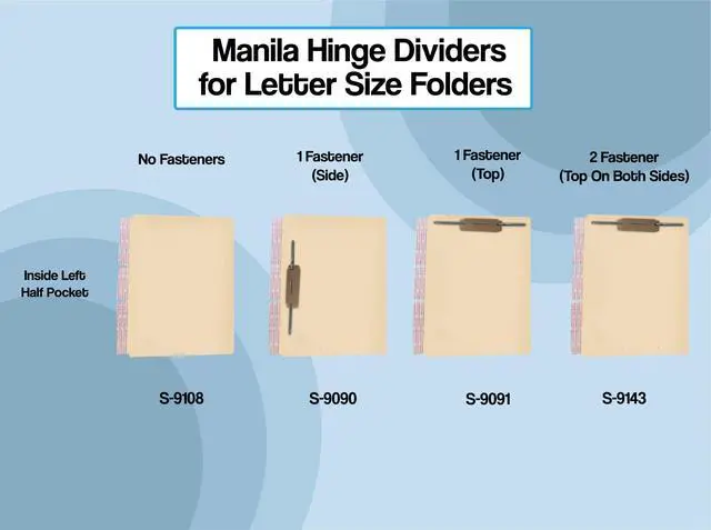 Alt view image 4 of 6 - Self Adhesive Dividers for File Folders, Side Hinge Divider with 2" Bonded Fastener on Front Side, 11 pt Manila Stock, Box of 100