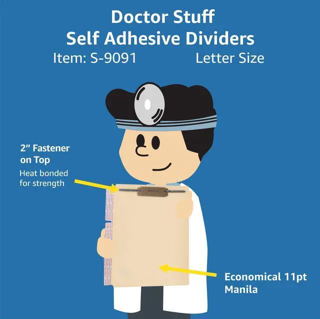 Alt view image 2 of 6 - Self Adhesive Dividers for File Folders, Side Hinge Divider with 2" Bonded Fastener on Top, 11 pt Manila Stock, Carton of 500