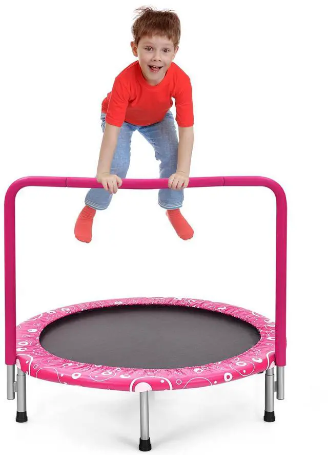 Main image of Indoor Trampoline, 36 ASTM Approved Kids Trampoline with Removable Handrails & Safety Pad, Spring-Free Folding Mini Rebounder, Small Fitness Trampoline for Toddler/Adults