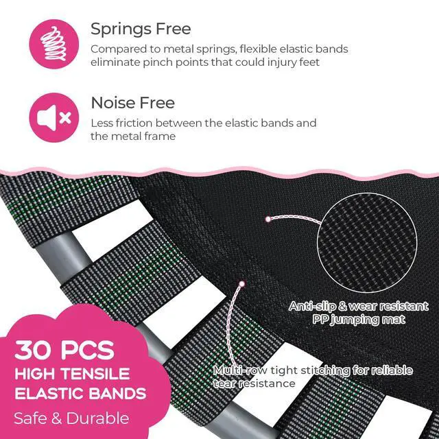 Alt view image 3 of 7 - Indoor Trampoline, 36 ASTM Approved Kids Trampoline with Removable Handrails & Safety Pad, Spring-Free Folding Mini Rebounder, Small Fitness Trampoline for Toddler/Adults